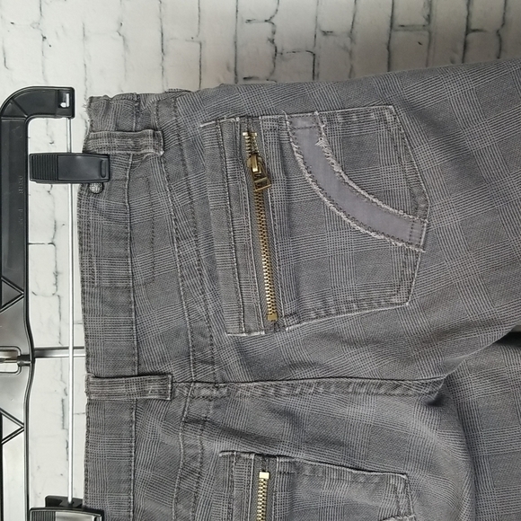 Ellemenno JRS SZ 5 Pants Gray Y2K Glen Check Plaid Zipper Pocket Ankle Length - Picture 7 of 14